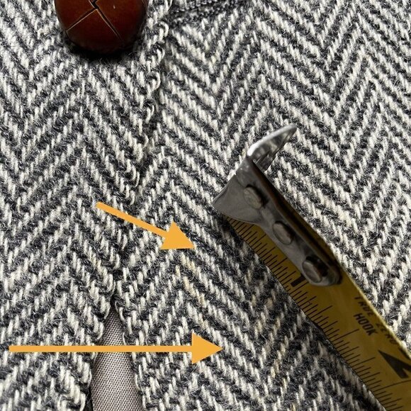 VTG 80s Wool Herringbone Tweed Single Breasted 2 Button Sportscoat Gray Men’s 44 - Picture 11 of 13